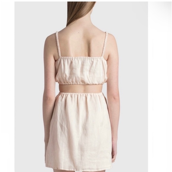 Anthropologie Faithful The Brand Zuma Linen Cut-Out Mini Dress in Shell Size 10 - Picture 6 of 16